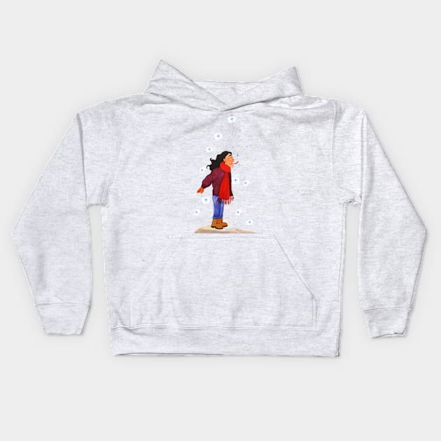 Snow Eater Illustration Kids Hoodie by Le petit fennec